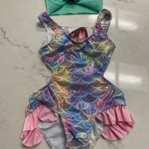 Baby Girls Swimsuit and Headband Set